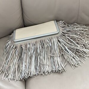 Fringe Cream Clutch Bag